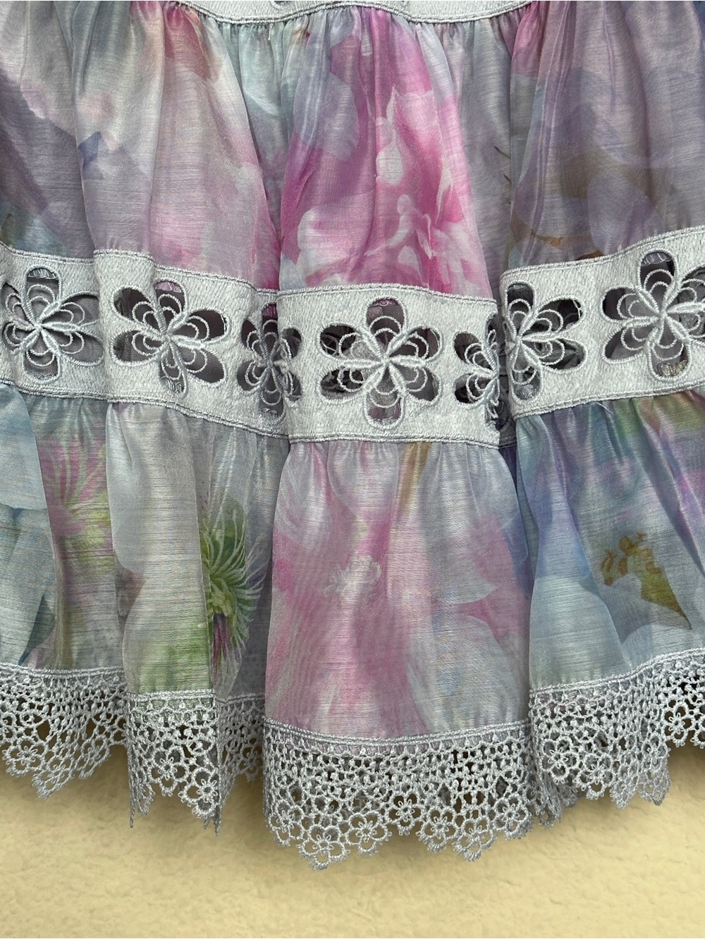 Talulah Skirt Lace Embroidered Eyelet Crochet Watercolor Lined Medium M Floral - Picture 4 of 8